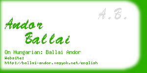 andor ballai business card